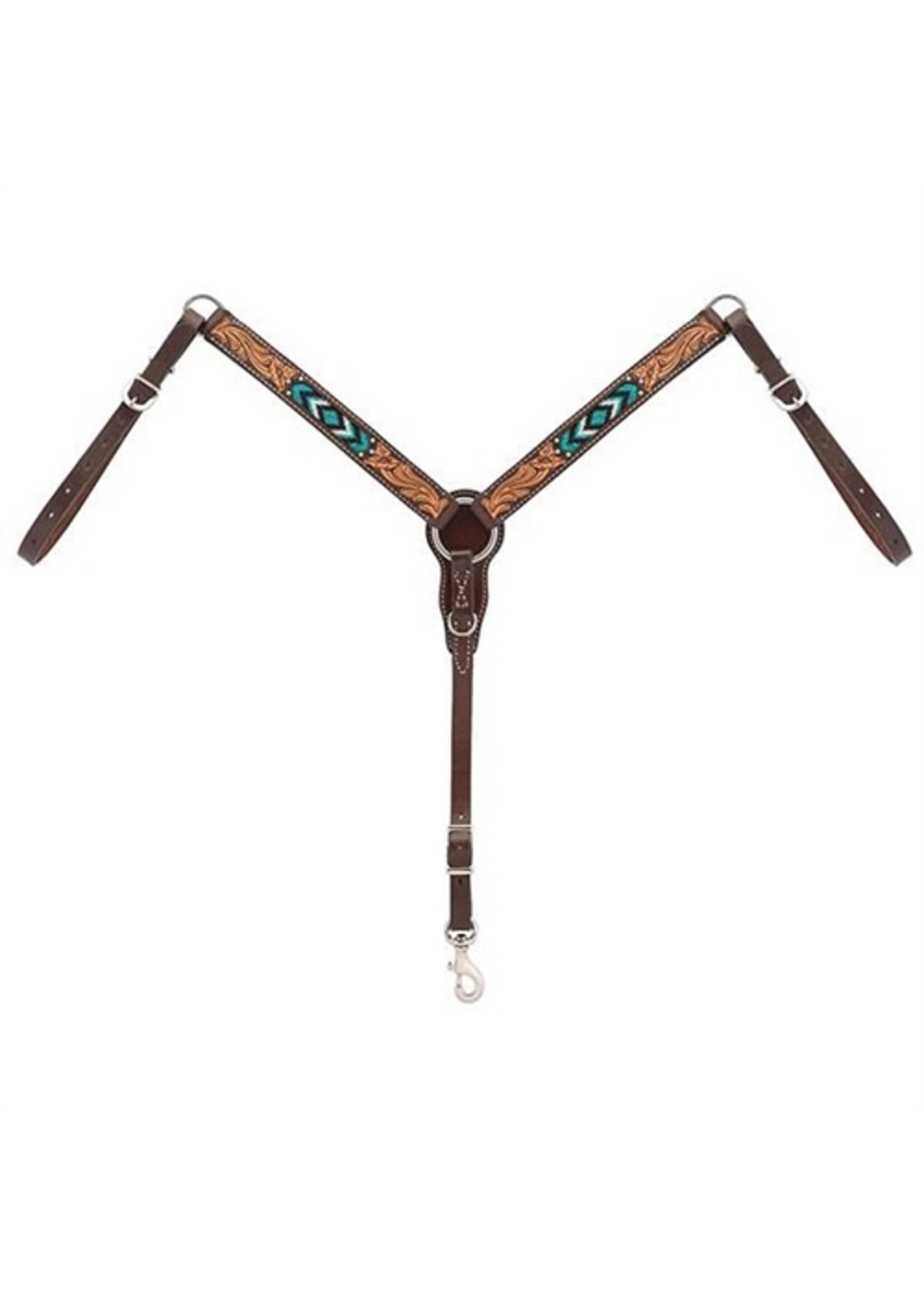Weaver Pony Breast Collar - Turquoise Beaded Floral