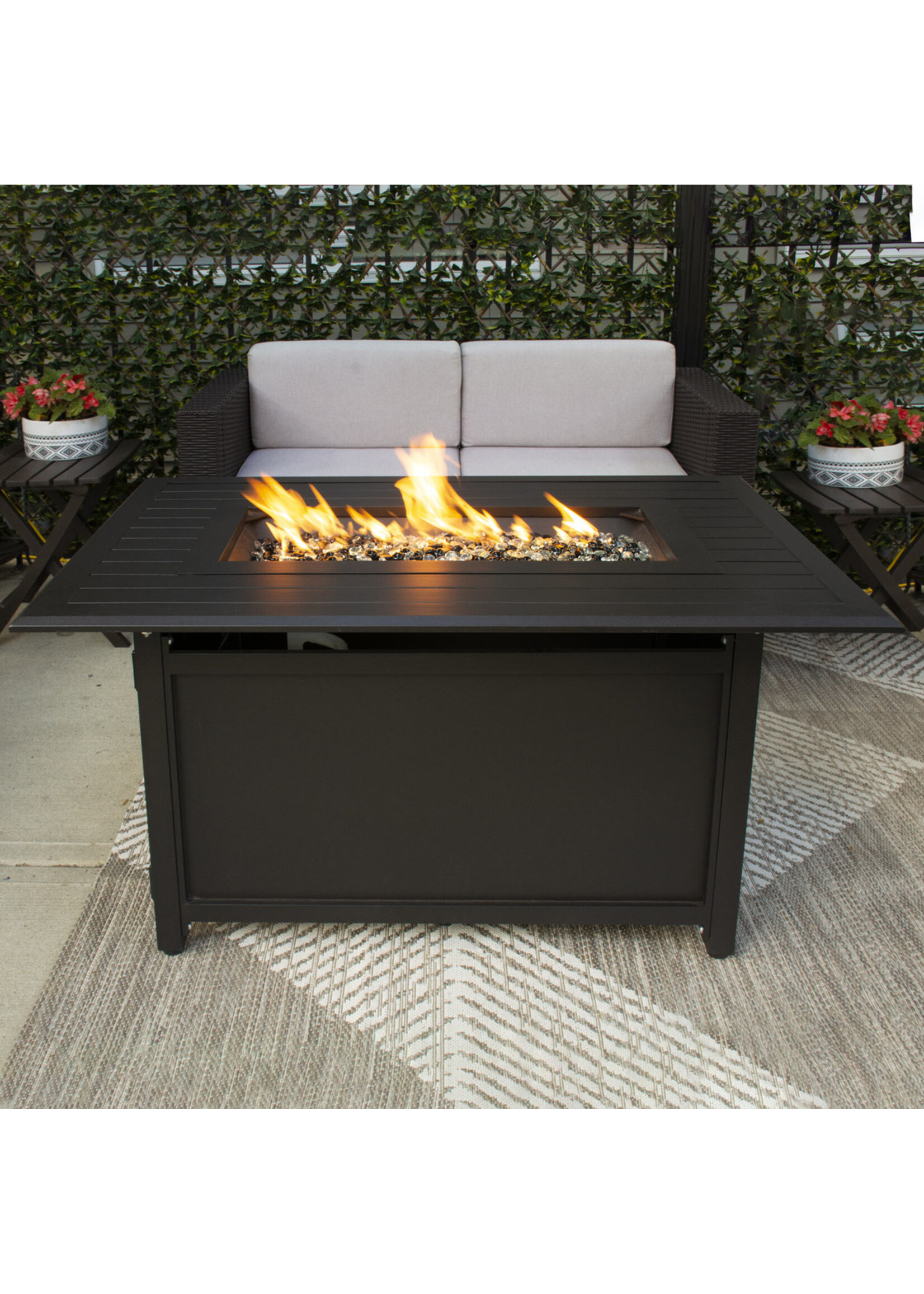 J&R Firetables - Gale Rectangle Slated - Carbon Black