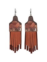 Justin Earrings - Cow Tag w/ Fringe