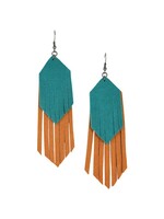 Justin Earrings - Suede Tan & Turquoise