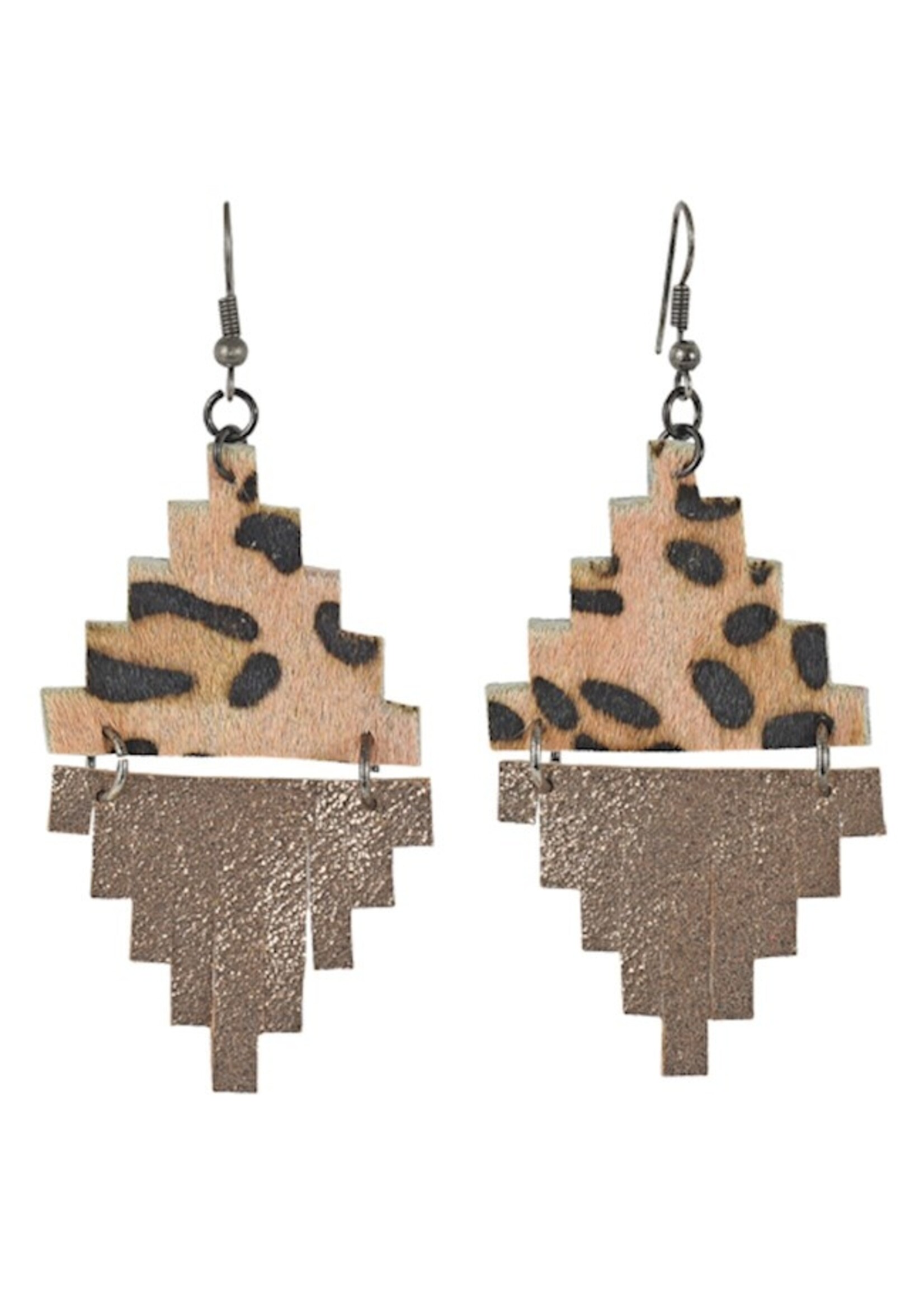 Justin Earrings - Hair on Hide w/ Leopard Print