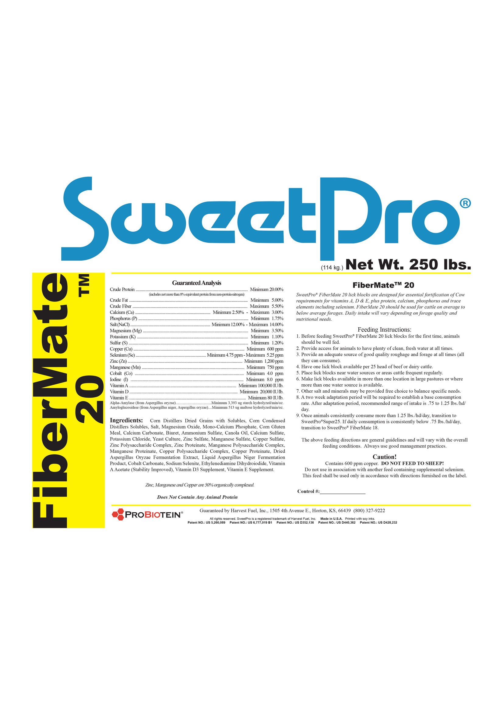 Sweet Pro SweetPro - FiberMate 20 250lb Tub