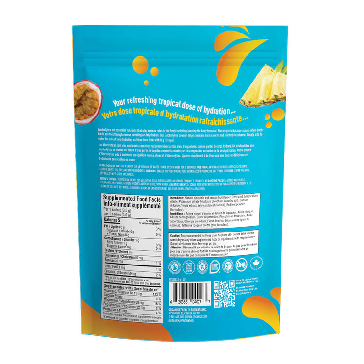 Organika Organika Electrolytes Sachets — Pineapple Passion (20 Pack) — Hydration Supplement