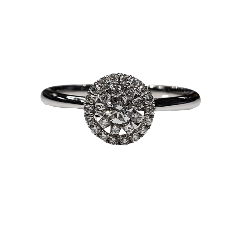 Daniels Jewels Art (R) 14K .30CT SI2 G CLUSTER HALO WHITE GOLD RING WITH 31 ROUND DIAMONDS 2.4 GRAMS