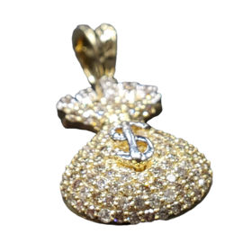 (Y) 10K .78CT MONEY BAG DIAMOND PENDANT 2.5 GRAMS