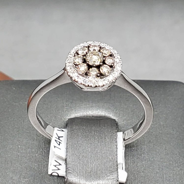 (B) 14K .31TDW CHC&WHT DIA, 14 Karat weight .31 Total diamond weight, Chocolate and White diamond ring