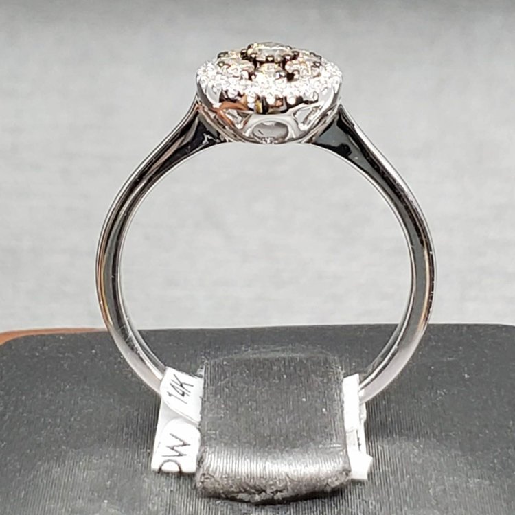 (B) 14K .31TDW CHC&WHT DIA, 14 Karat weight .31 Total diamond weight, Chocolate and White diamond ring