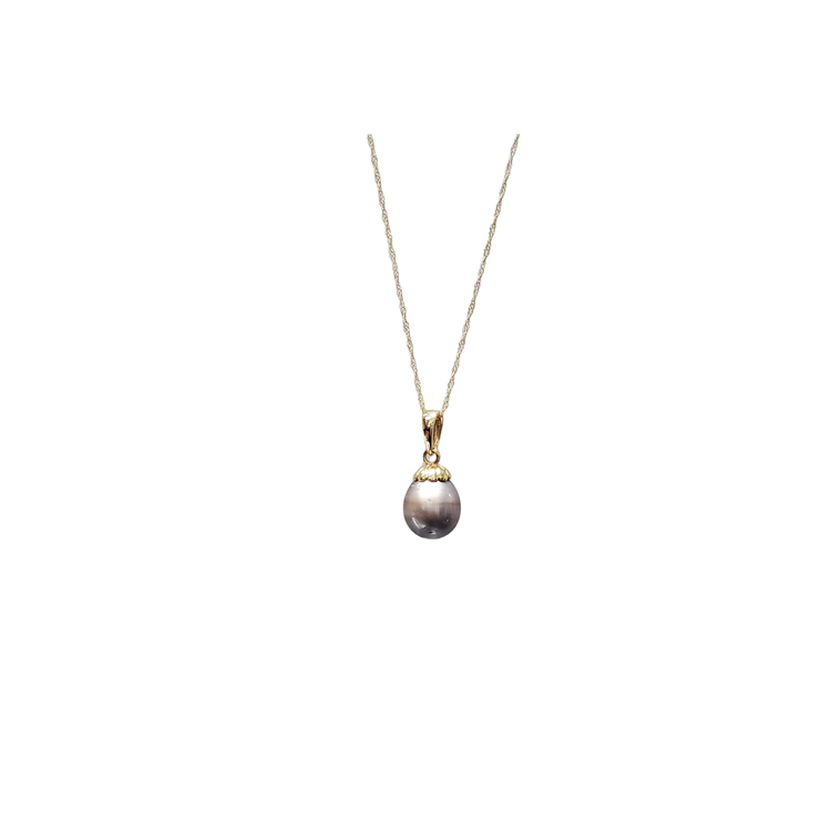 (R) 14K YG 9MM TAHITIAN PEARL DROP PENDANT