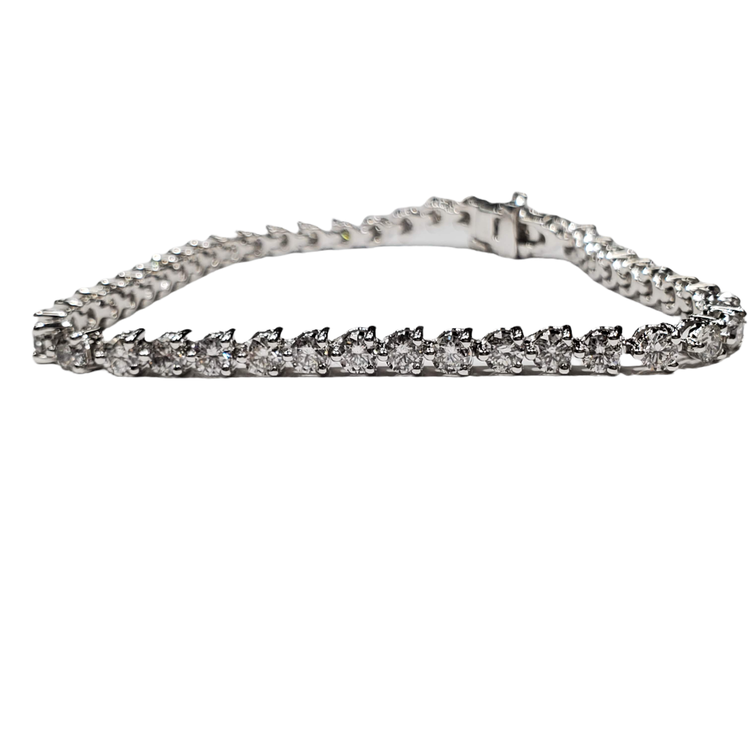 (Y) 14K 5.30CT TENNIS BRACELET 46 ROUND DIAMONDS WHITE GOLD