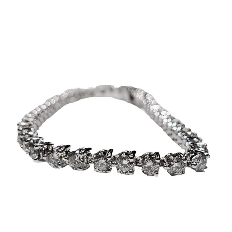 (Y) 14K 5.30CT TENNIS BRACELET 46 ROUND DIAMONDS WHITE GOLD