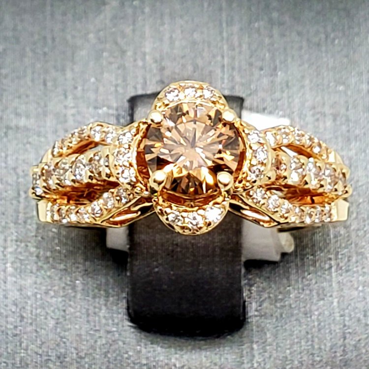 (R)14KY .73CT CHAMPAGNE DIA RING