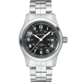 Hamilton HAMILTON WATCH H70515137 Reference H70515137 Caliber H-10 Collection Khaki Field Movement Automatic Case size 42mm Thickness (mm) 11 Dial color Black Case material Stainless steel