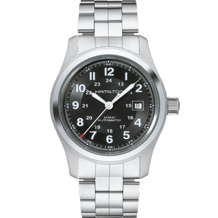 Hamilton HAMILTON WATCH H70515137 Reference H70515137 Caliber H-10 Collection Khaki Field Movement Automatic Case size 42mm Thickness (mm) 11 Dial color Black Case material Stainless steel