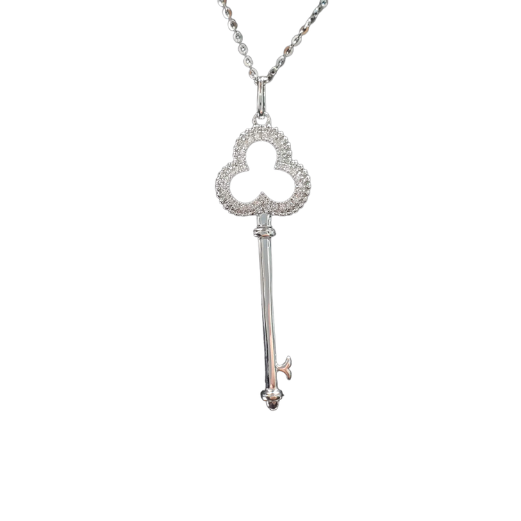 (Y) 18K .08CT SI1 G KEY PENDANT WHITE GOLD