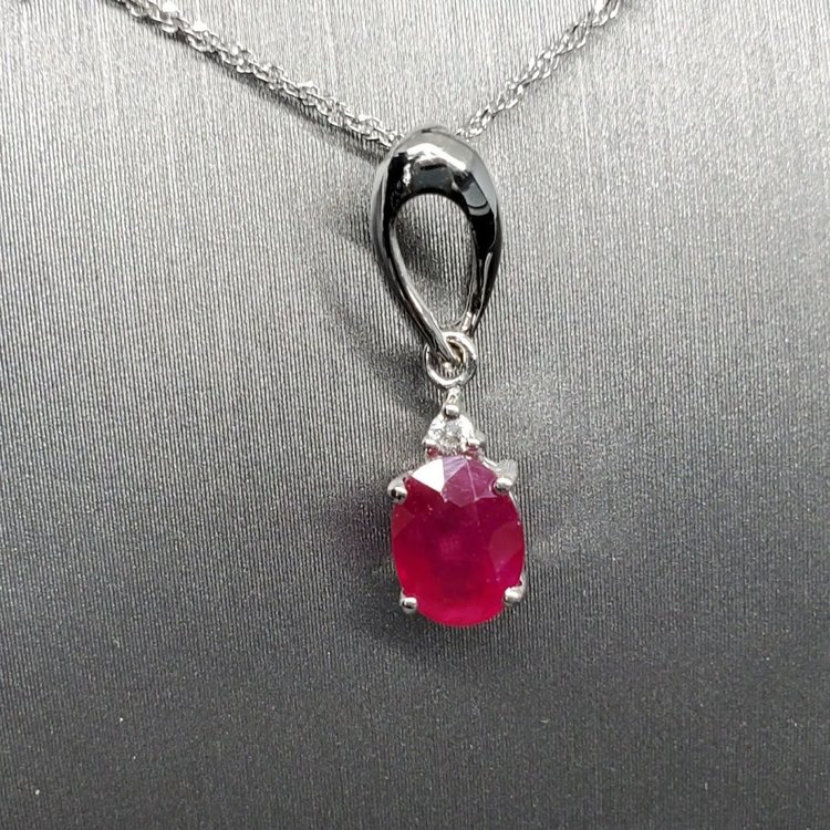 (R)14K 1.00CT RUBY .03CT DIA PEND
