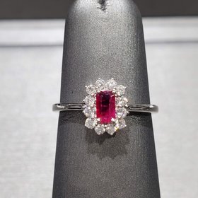 (R)14KW .22CT RUBY 1/5CT TDW HALO RING