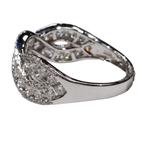 (Y) 14K 1.50CT TDW TWIST BAND WHITE GOLD 144 ROUND DIAMONDS 3.4 GRAMS  SI2 GH