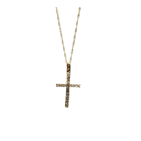(R) 14K .20CT TDW CROSS YELLOW GOLD CROSS WITH 16 ROUND DIAMONDS SI1 G