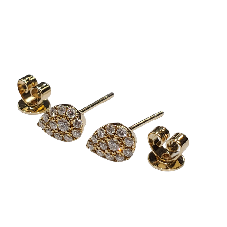 (R) 14K .25CT SI1 G CLUSTER EARRINGS YELLOW GOLDPEAR SHAPE CLUSTER STUDS 24 ROUND DIAMONDS
