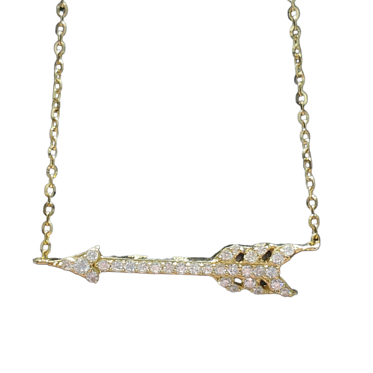 SAVOIA (R) 18K .17CT VS F ARROW YELLOW GOLD ARROW NECKLACE ALL ROUND DIAMONDS