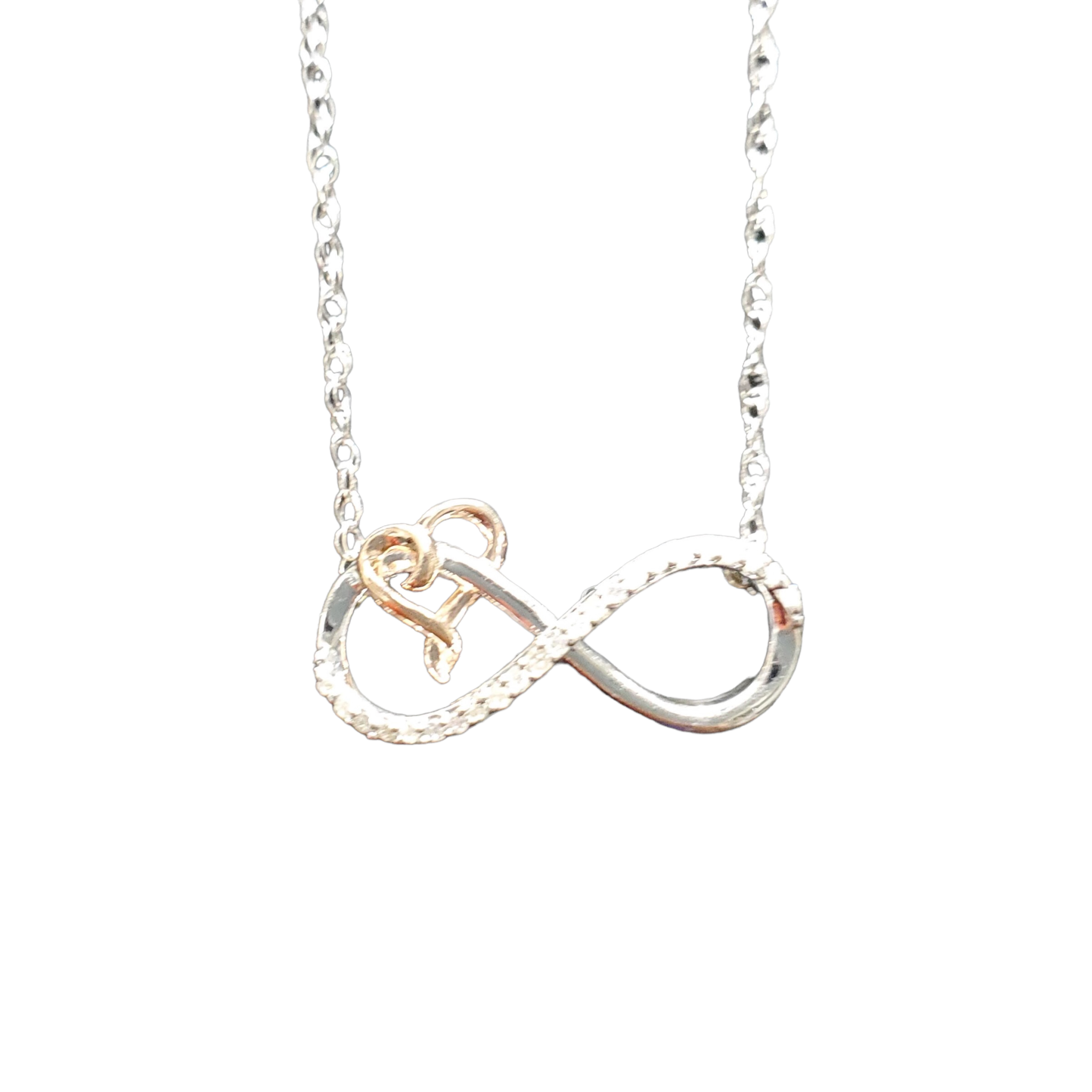 White Gold Infinity Heart Diamond Pendant Necklace