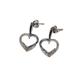 (B) 925 .11TDW HEART DANGLE EARRINGS