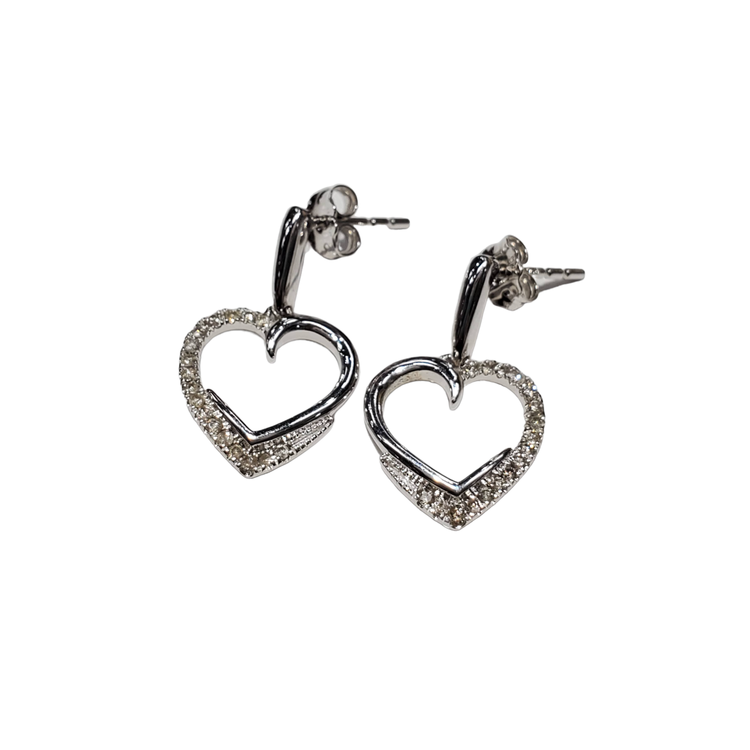 (B) 925 .11TDW HEART DANGLE EARRINGS
