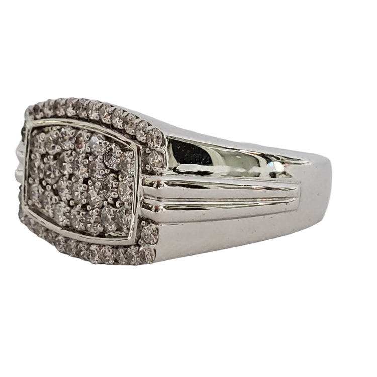 (R) 10K 1CT TDW MENS WHITE GOLD FASHION RING 4.3 GRAMS