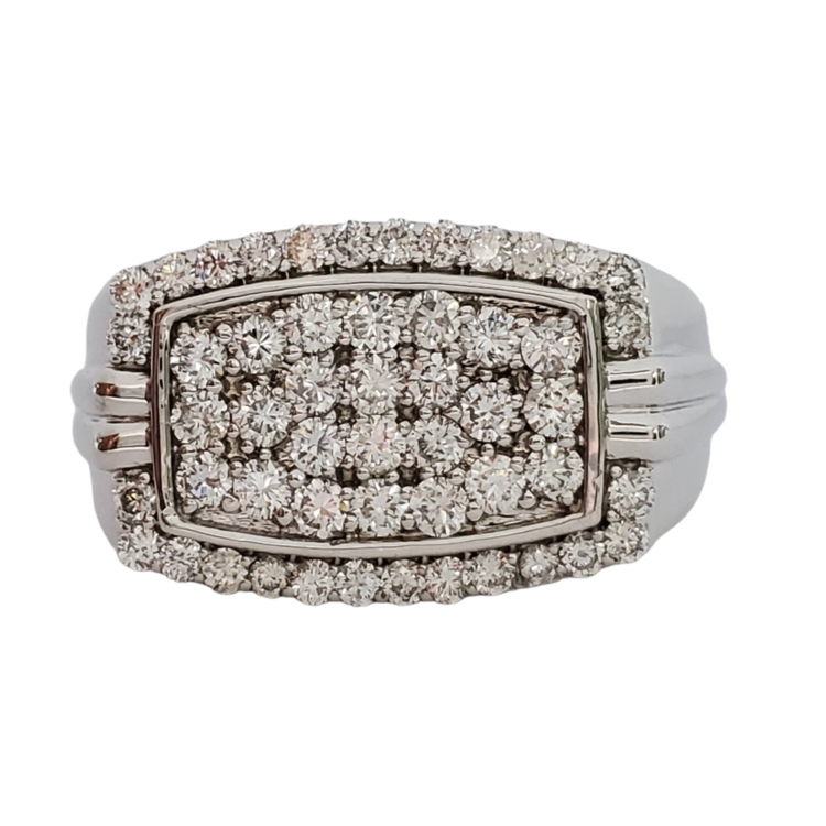 (R) 10K 1CT TDW MENS WHITE GOLD FASHION RING 4.3 GRAMS