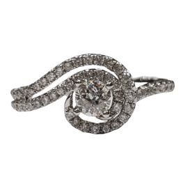 (R) 14K .21CT I G .30MTG W2HITE GOLD BRIDAL RING 51 ROUND DIAMONDS