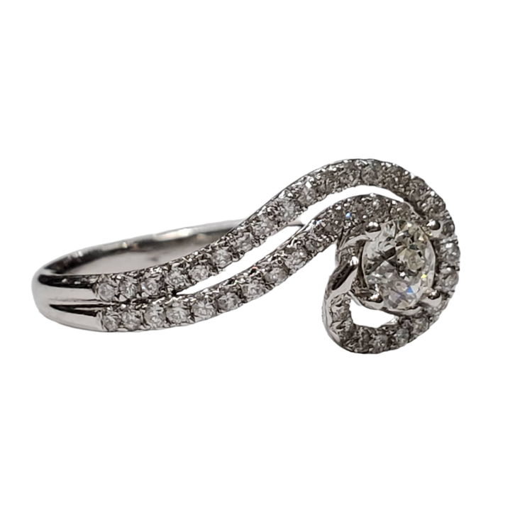 (R) 14K .21CT I G .30MTG W2HITE GOLD BRIDAL RING 51 ROUND DIAMONDS