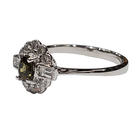 (R) 18K .45 ALEX GIA .13DIA WHITE GOLD RING NATURAL ALEXANDRITE CENTER GIA CERT#5222500471 12 DIAMONDS