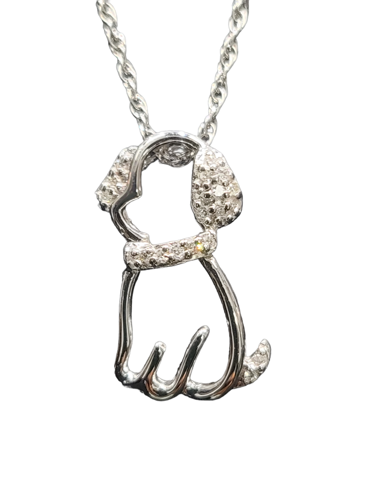 (Y) 925 .10CT DIAMOND ACCENTED PUPPY PENDENT