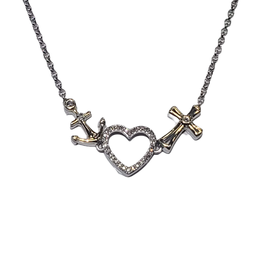 (R) 925/14KY 0.12CT TDW SILVER/ YELLOW GOLD HEART PENDANT