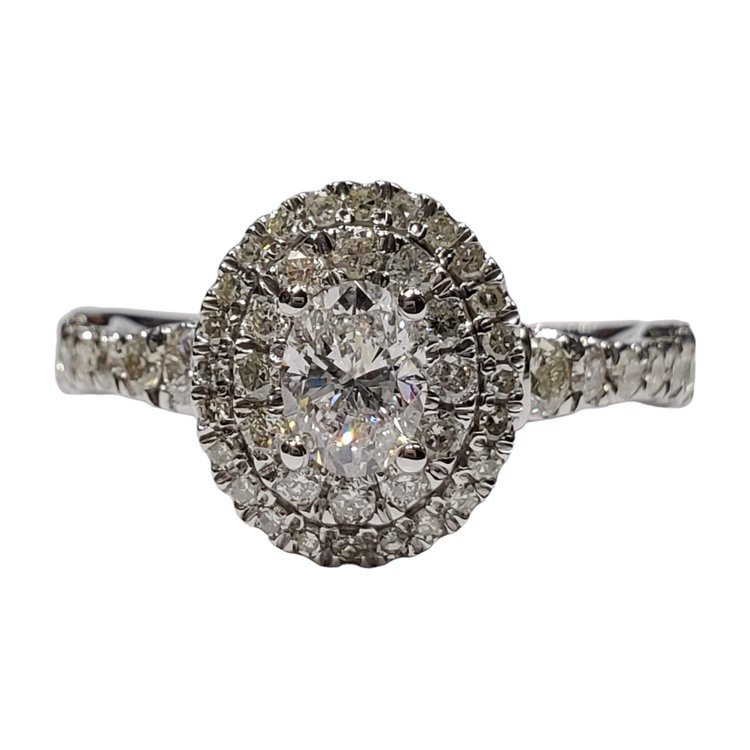 (R) 14K .42CT SI2 H .64MTG WHITE GOLD OVAL HALO BRIDAL RING