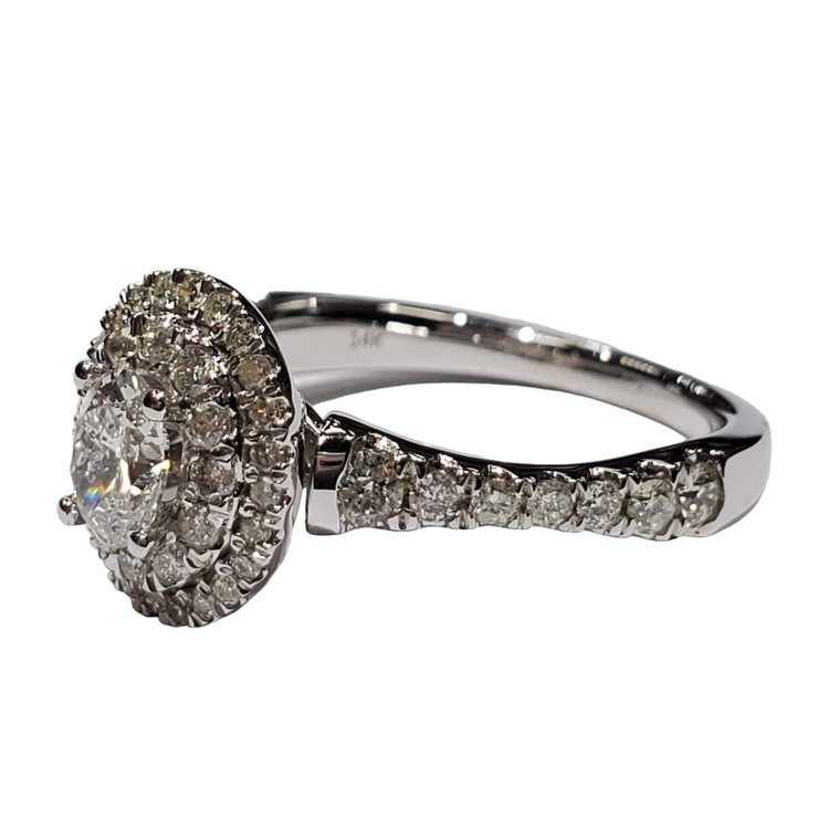(R) 14K .42CT SI2 H .64MTG WHITE GOLD OVAL HALO BRIDAL RING