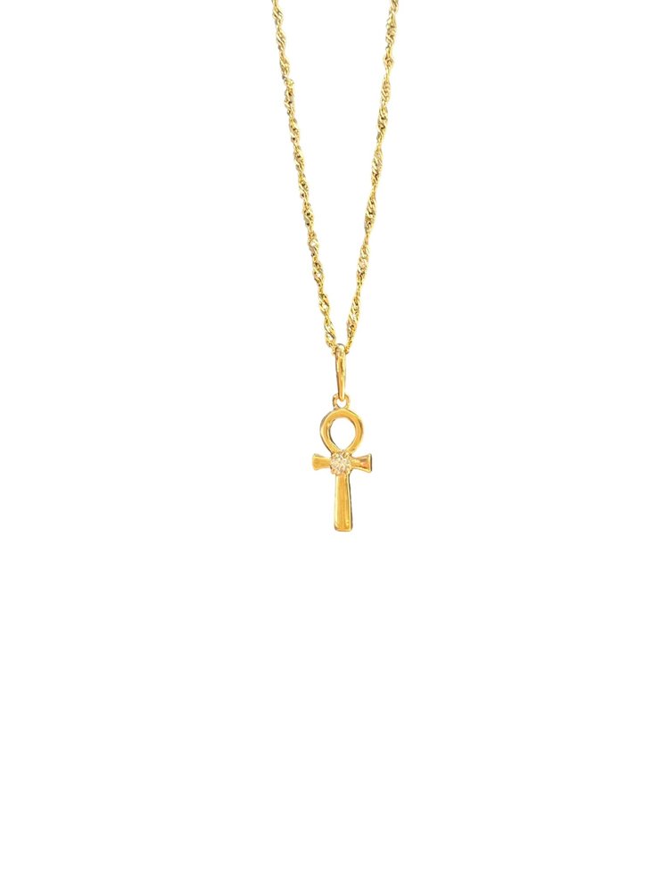 (B) 14K ANKH WITH SINGLE DIA ACCENT PENDT