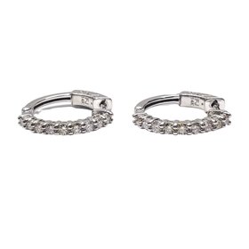 (R) 14KWG 0.71CT HUGGIE HOOP EARRINGS