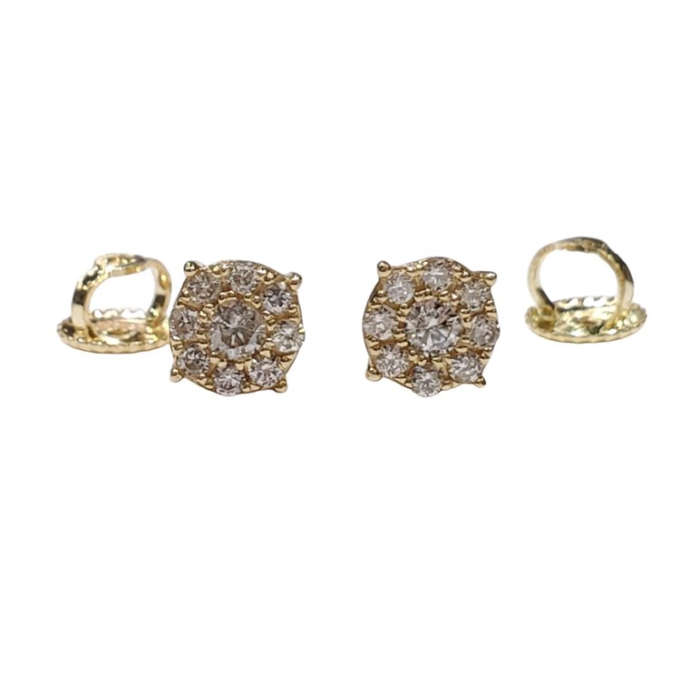 (Y) 10K .25CT CLUSTER STUD EARRINGS YELLOW GOLD