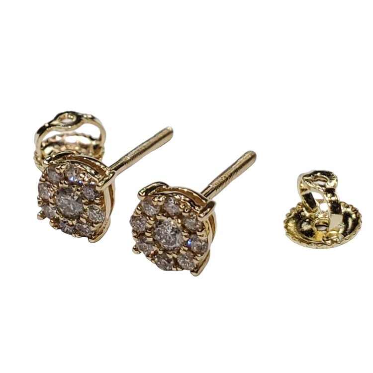 (Y) 10K .25CT CLUSTER STUD EARRINGS YELLOW GOLD