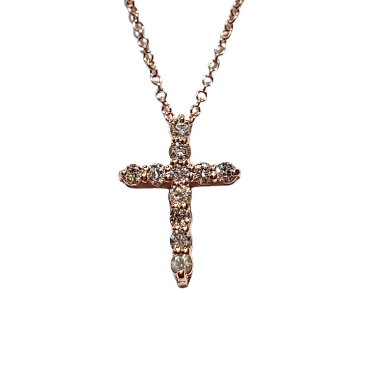 (R) 14K YG .98CT DIAMOND CROSS 11 DIA