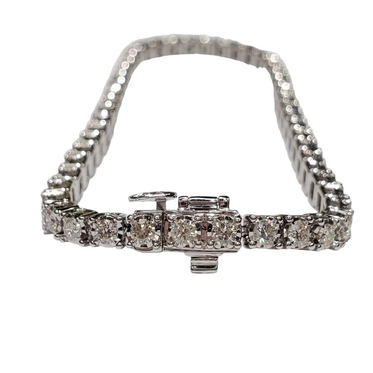 (R) 14K 3.20CT DIAMOND WHITE GOLD TENNIS BRACELET 10 GRAMS 52 ROUND DIAMONDS