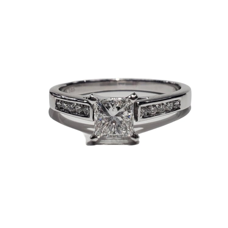 Gordon Brothers Company (R) 14K .85CT TDW VS2/I , 14K WHITE GOLD BRIDAL RING SET .58 PRINCES CUT CENTER .27 ON THE  MOUNTING