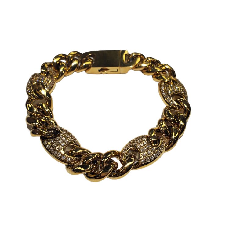 Blackjack (R) GOLD PLATED ACCENTED CUBAN LINK BLACK JACK BRACELET