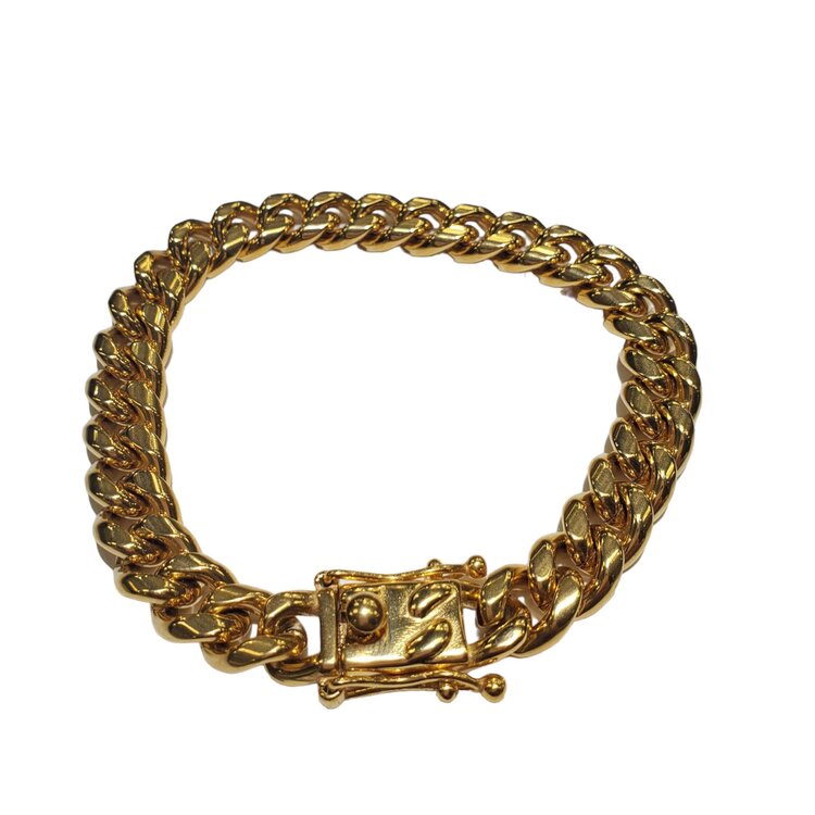 Blackjack (R) GOLD PLATED STAINLESS STEEL CUBAN LINK BRACELET