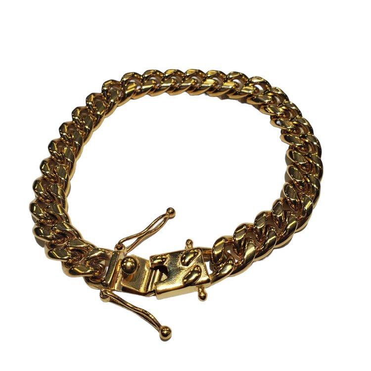 Blackjack (R) GOLD PLATED STAINLESS STEEL CUBAN LINK BRACELET