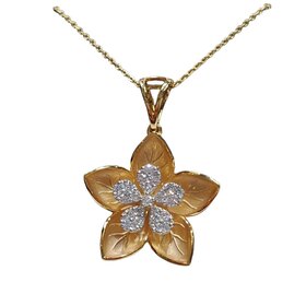 (R) 14K .50CT SI1 F FLOWER DESIGN PENDANT IN YELLOW GOLD