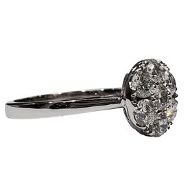 (Y) 14K 1.00CT VS1 G CLUSTER DESIGN WHITE GOLD BRIDAL RING WITH 7 ROUND DIAMONDS