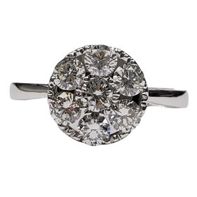 (Y) 14K 1.00CT VS1 G CLUSTER DESIGN WHITE GOLD BRIDAL RING WITH 7 ROUND DIAMONDS