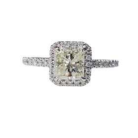 (R) 18KW 1.03CT .24MTG K VS2 , 14K WHITE GOLD RADIANT HALO BRIDAL RING